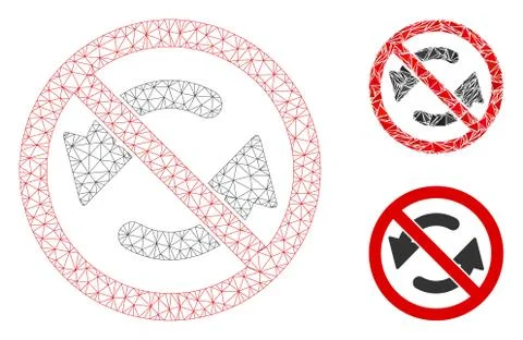 No Flip Arrows Vector Mesh Wire Frame Model and Triangle Mosaic Icon 스톡 일러스트