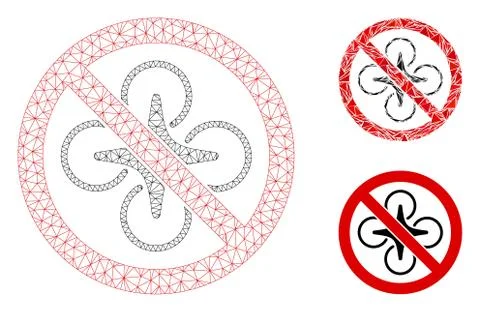 No Fly Drone Vector Mesh 2D Model and Triangle Mosaic Icon Stockillustratie