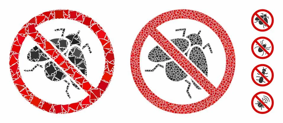 No fly insect Composition Icon of Ragged Items Stock Illustration