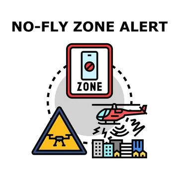 No fly zone alert concept prohibiting drone flights Stock Illustration