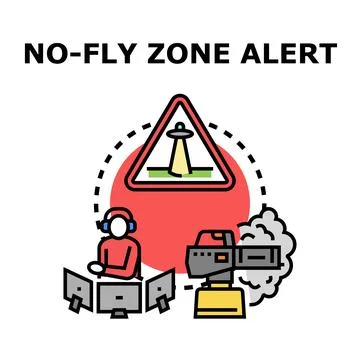 No fly zone alert concept blocking unauthorized drones Stock Illustration