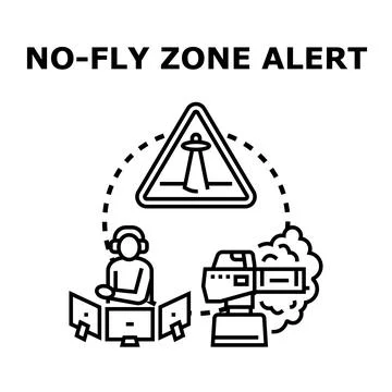 No fly zone alert concept blocking unauthorized drones Stock Illustration