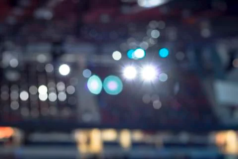 No focus, blurry. Soft focus. Professional arena for sports. Bright light spo Stock Photos