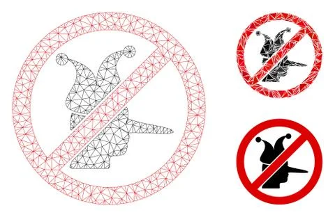 No Fool Clown Vector Mesh 2D Model and Triangle Mosaic Icon Stock Illustration