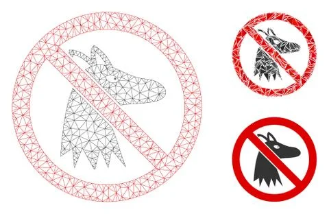 No Fox Vector Mesh Carcass Model and Triangle Mosaic Icon Illustrazione stock
