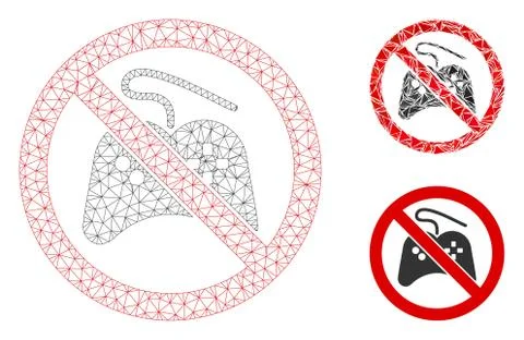 No Gamepad Vector Mesh Network Model and Triangle Mosaic Icon Illustrazione stock