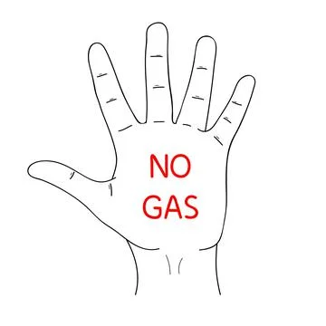 NO GAS. Shortage resources. Message of global gas crisis on paper. Editable Stock Illustration