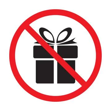 No gift icon vector forbidden present icon. No gifts vector sign. Warning, ca Stock Illustration