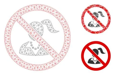 No Girls Vector Mesh Wire Frame Model and Triangle Mosaic Icon Stock Illustration