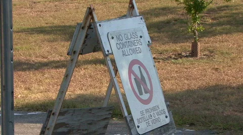 No Glass Containers Allowed! Stock Footage 844324