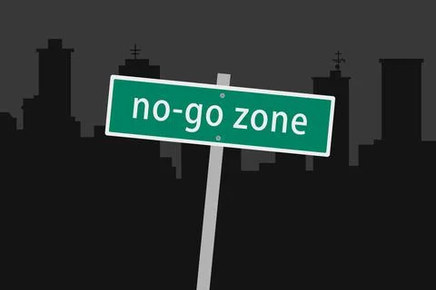 No-go zone / No-go area - warning streetsign is notifying about dangerous ter Stock Illustration