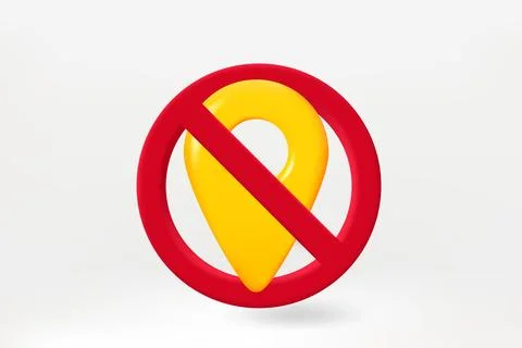 No gps concept with crossed map pin in the circle. 3d vector illustration Stock Illustration