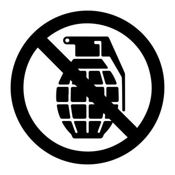 No grenades sign, Explosives prohibited icon, Hand grenade ban symbol Stock Illustration