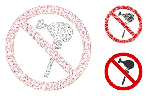 No Grilled Chicken Vector Mesh Wire Frame Model and Triangle Mosaic Icon Illustrazione stock