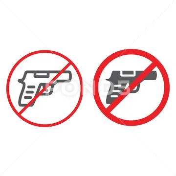 No gun line and glyph icon, prohibited and restriction, no weapon sign, vector Stock Illustration