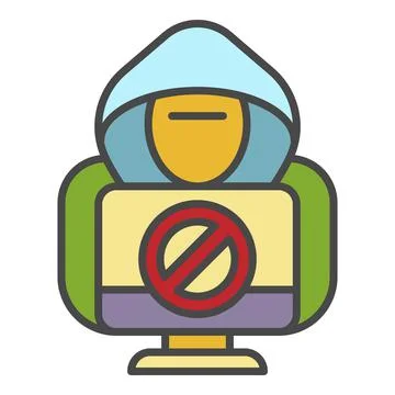 No hacker activity icon color outline vector Stock Illustration
