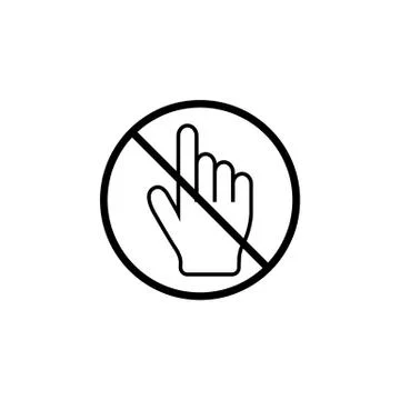 No hand cursor line icon, prohibition sign Stockillustratie