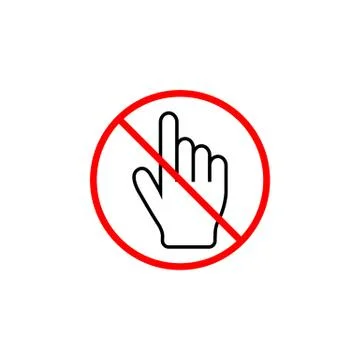 No hand cursor line icon, prohibition sign Stock Illustration