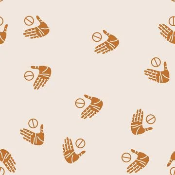 No hand glyph seamless pattern Stock Illustration
