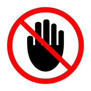 No hand icon with flat style. Isolated raster no hand icon illustrations, sim Illustrazione stock