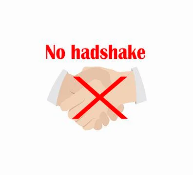 No handshake flat vector icon. Pandemic coronavirus. Stock Illustration