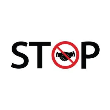 No handshake vector. Not allow handshake sign. The red circle prohibiting sin Stock Illustration