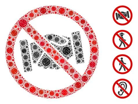 No Handshakes Mosaic of CoronaVirus Elements Stock Illustration