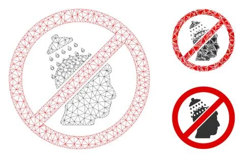No Head Shower Vector Mesh 2D Model and Triangle Mosaic Icon Stock Illustration