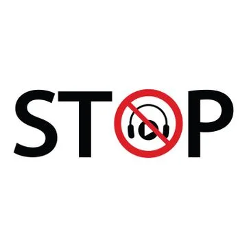 No headphones  vector Not allow listening music    sign. The red circle prohi Stock Illustration