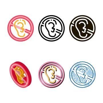 No hearing icon vector outline variations Stock Illustration