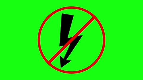 No High Voltage- Restriction Icon Symbol on Green Background 库存影片 311518932