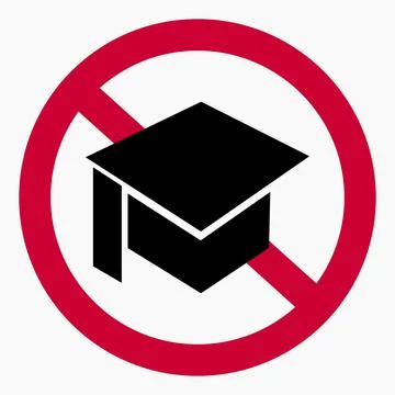 No higher education icon. Study ban. Stock Illustration