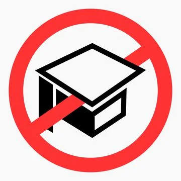 No higher education icon. Study ban. Stock Illustration