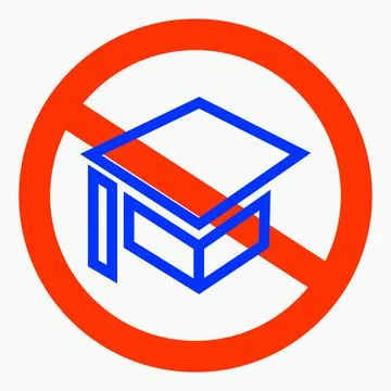 No higher education icon. Study ban. Stock Illustration