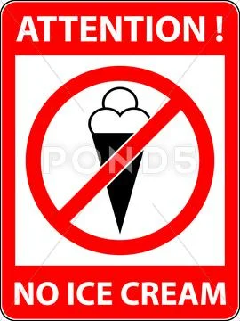 No ice cream, food, eat prohibited symbol. Vector Stock Illustration