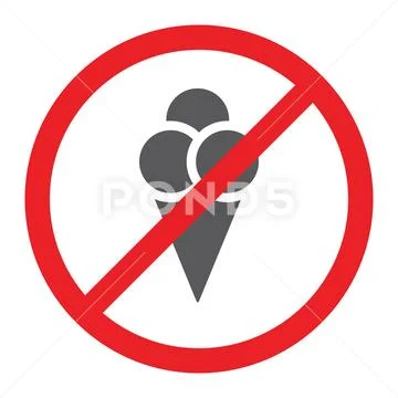 No ice cream glyph icon, prohibited and ban, no food sign, vector graphics, a Stock Illustration