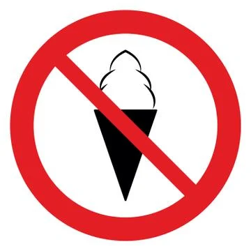 No ice cream vector. Not allow ice cream sign. The red circle prohibiting sin Stock Illustration