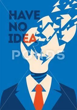 No idea concept. Business thinking, with chapped bulb instead head. Stock Illustration