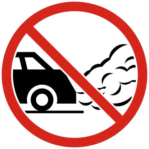 No idling, turn off engine. Prohibition Sign On White Background Stock Illustration