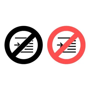 No indent, text icon. Simple glyph, flat vector of text editor ban, prohibiti Stock Illustration