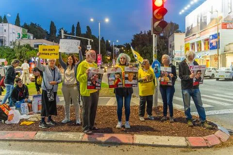 No Independence without the Hostages protest, Haifa Stock Photos