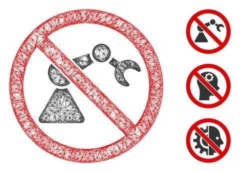 No Industrial Robotics Polygonal Web Vector Mesh Illustration 库存插图