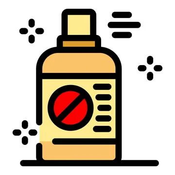 No insecticide spraying allowed, represented by crossed out spray bottle Stock Illustration