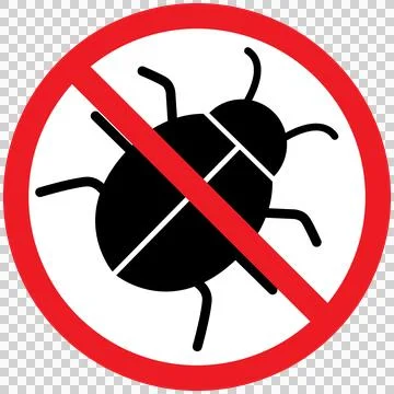 No insects signs vector set. Red prohibition sign with no insects. Stock Photos