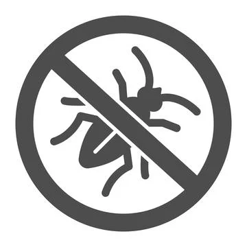 No insects solid icon, pest control concept, Stop cockroach parasite warning Stock Illustration