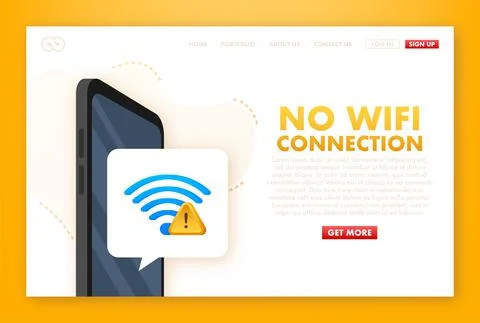 No internet connection found on smartphone. Lost Wireless Connection. No wifi Illustrazione stock