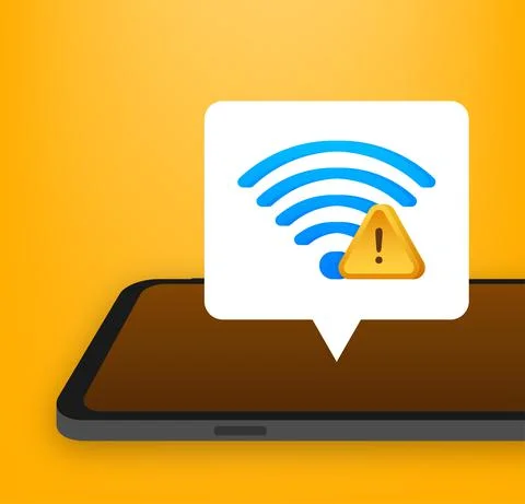 No internet connection found on smartphone. Lost Wireless Connection. No wifi Stock Illustration