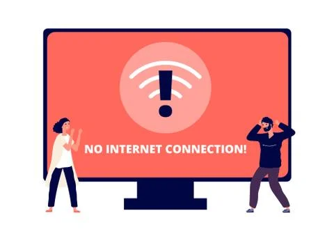 No internet connection. Wireless connectivity disconnect, error connection wifi 库存插图