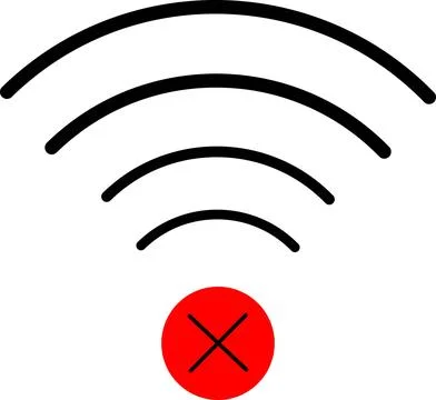 No Internet Icon with Red X Mark on Broken WiFi Signal Stock Illustration