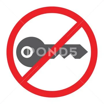 No key glyph icon, prohibited and ban, key forbidden sign, vector graphics, a Stock Illustration